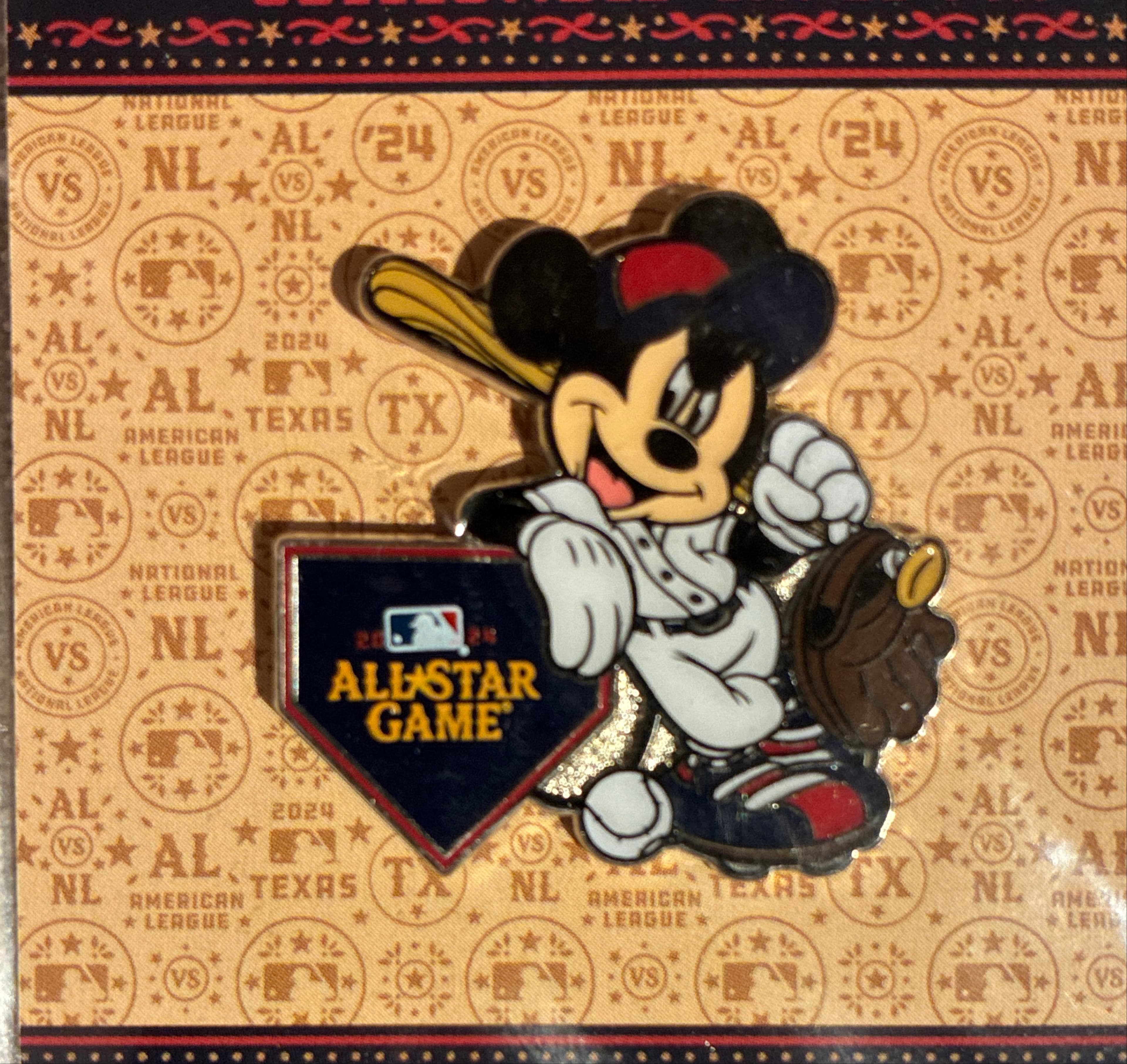 Mickey Mouse 2024 MLB All-Star Game Globe Life Stadium Exclusive Collector Pin