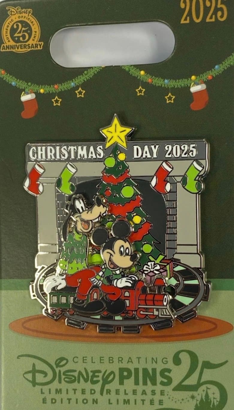 Mickey Mouse and Goofy Christmas Day 2025 Slider Pin