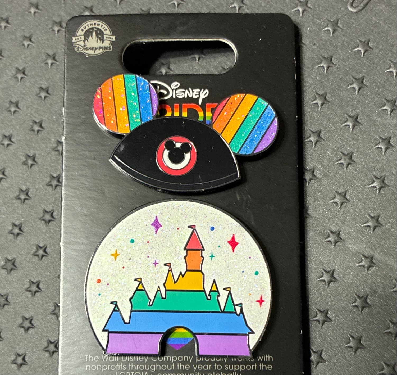 Mouseketeer Ear Hat and Fantasyland Castle Pride Pin Set
