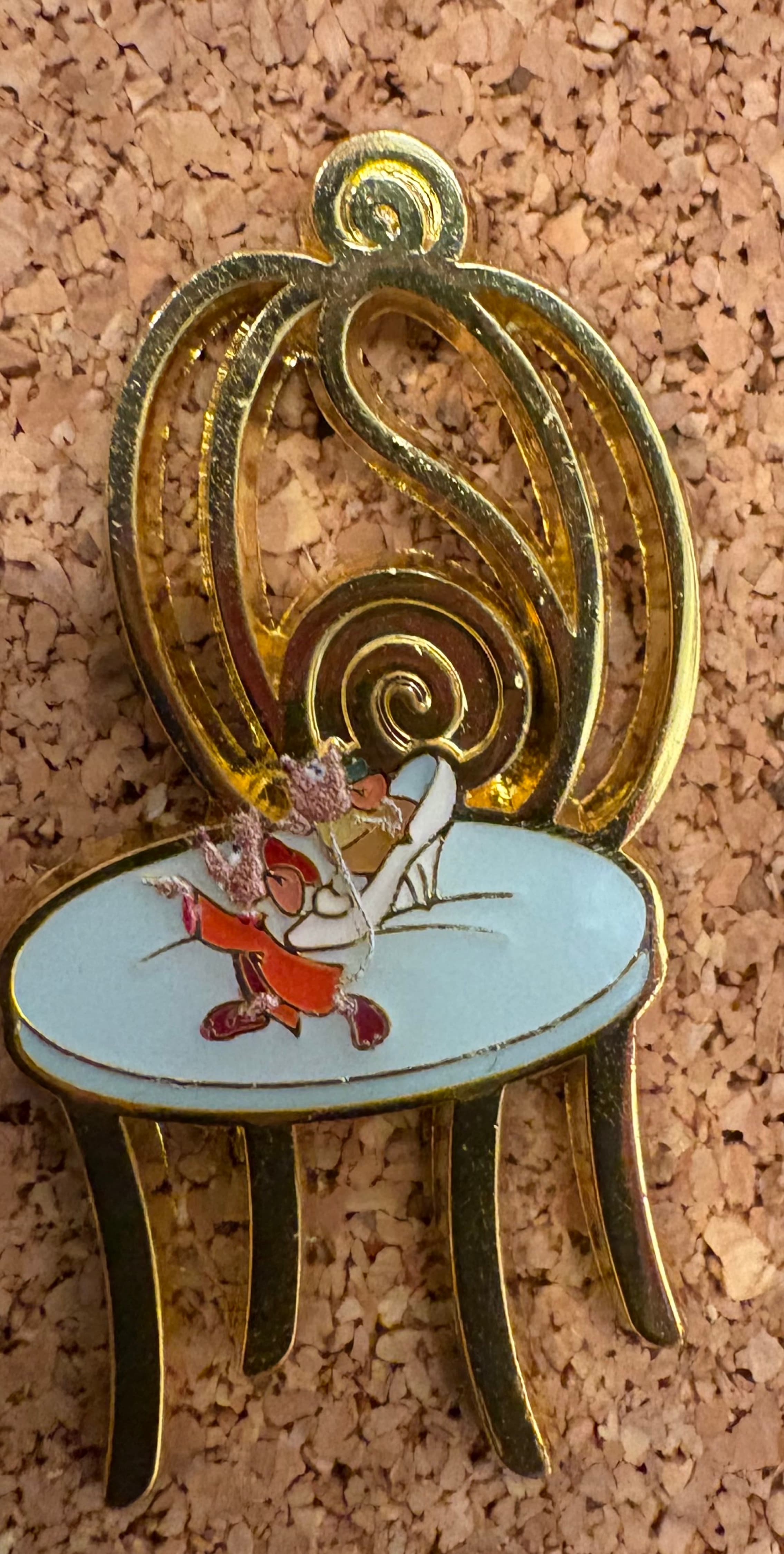 Loungefly Cinderella Princess Tea Party Gus Jaq Chair Pin front
