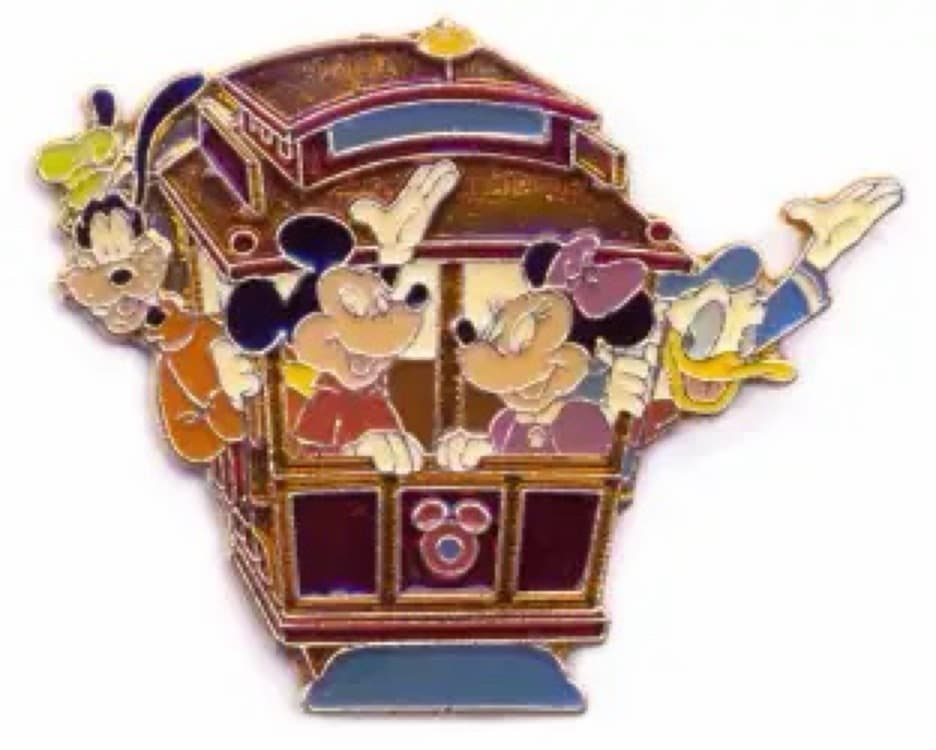 Mickey, Minnie, Donald and Goofy Riding a Cable Car