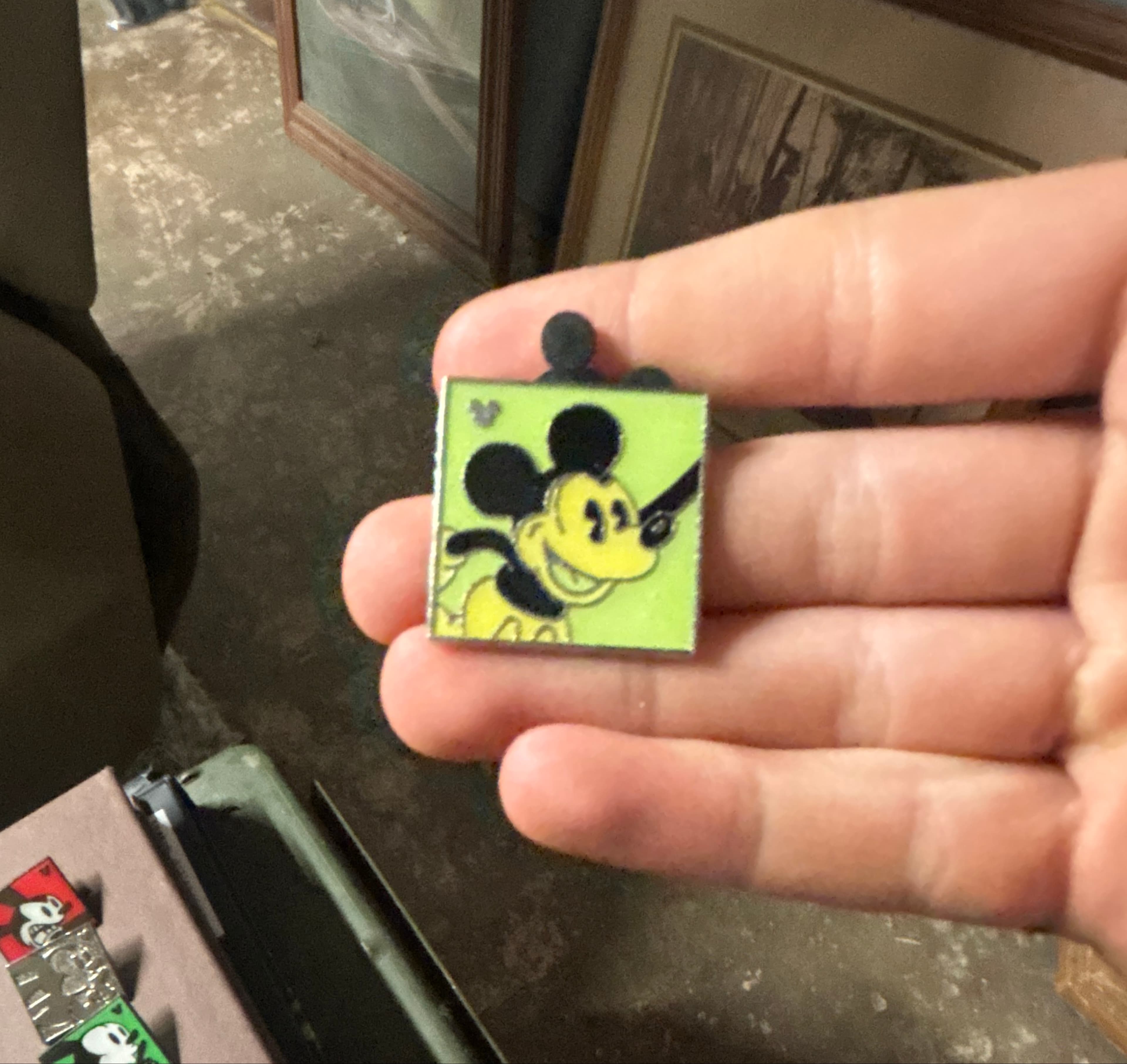 Mickey Mouse with Pointer - Lime Green and Yellow pin