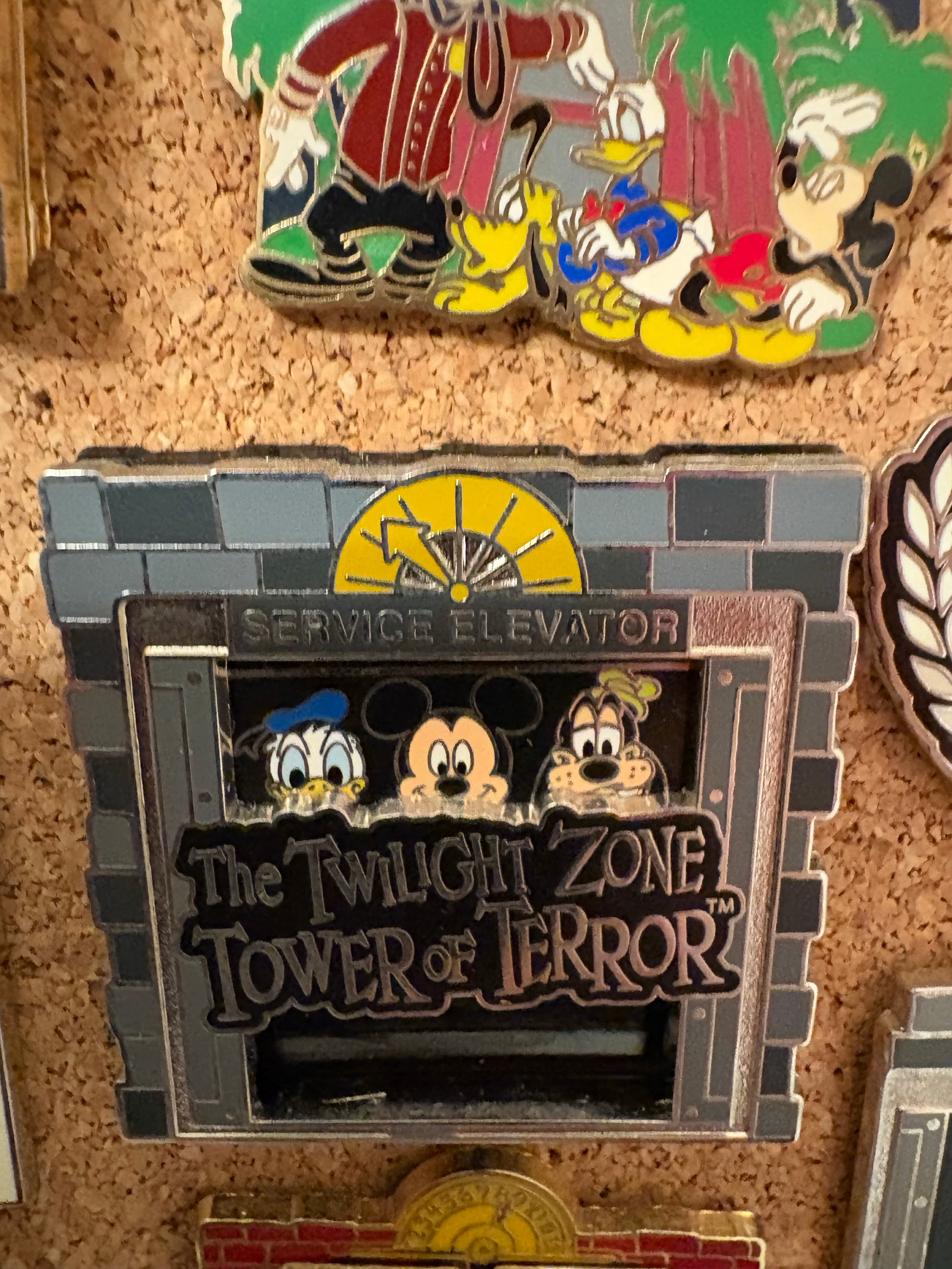 Disney Tower Of Terror Service Elevator Mickey & Donald Goofy Slider 3D Pin