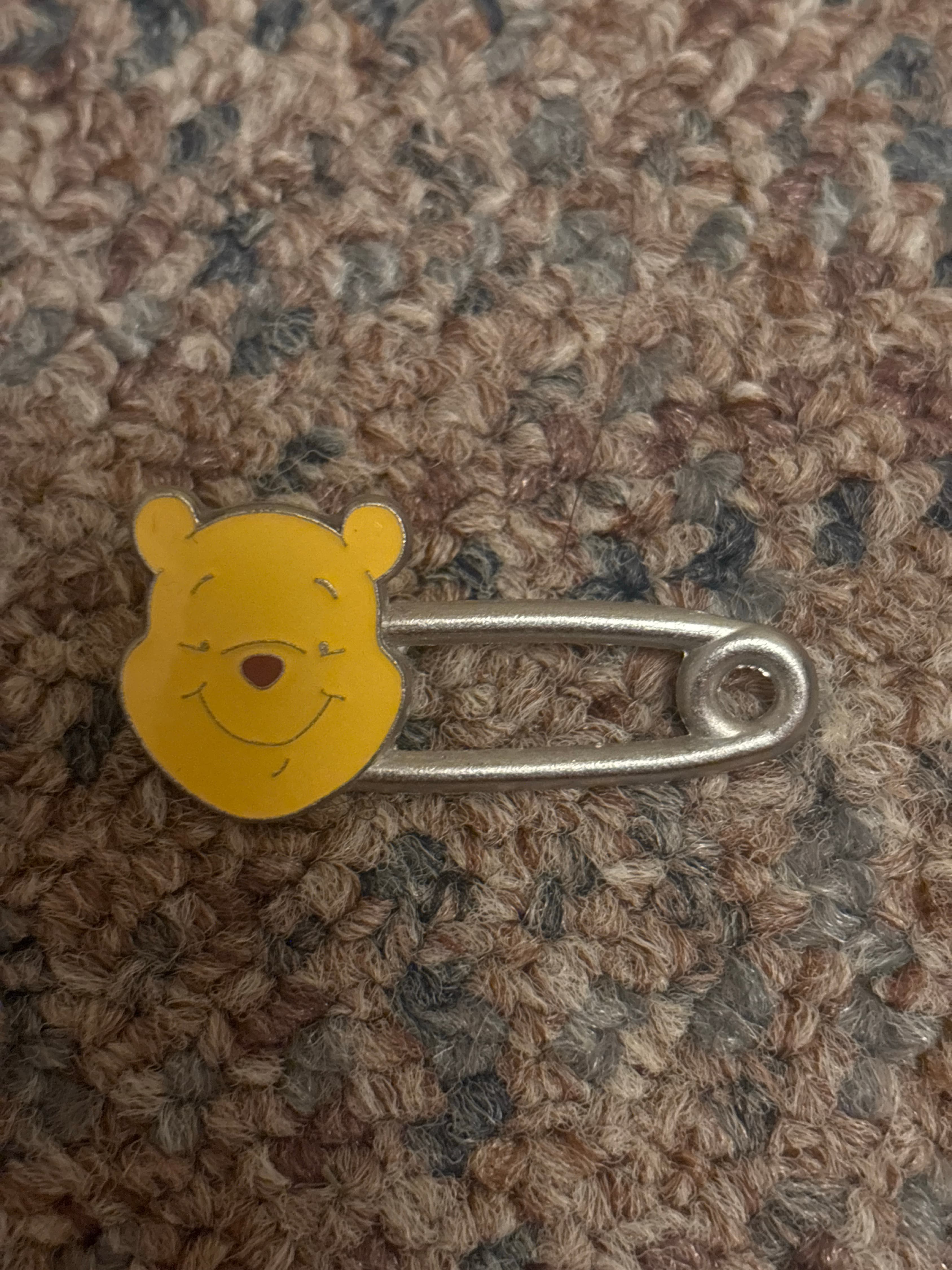 Winnie the Pooh Head on Safety Pin