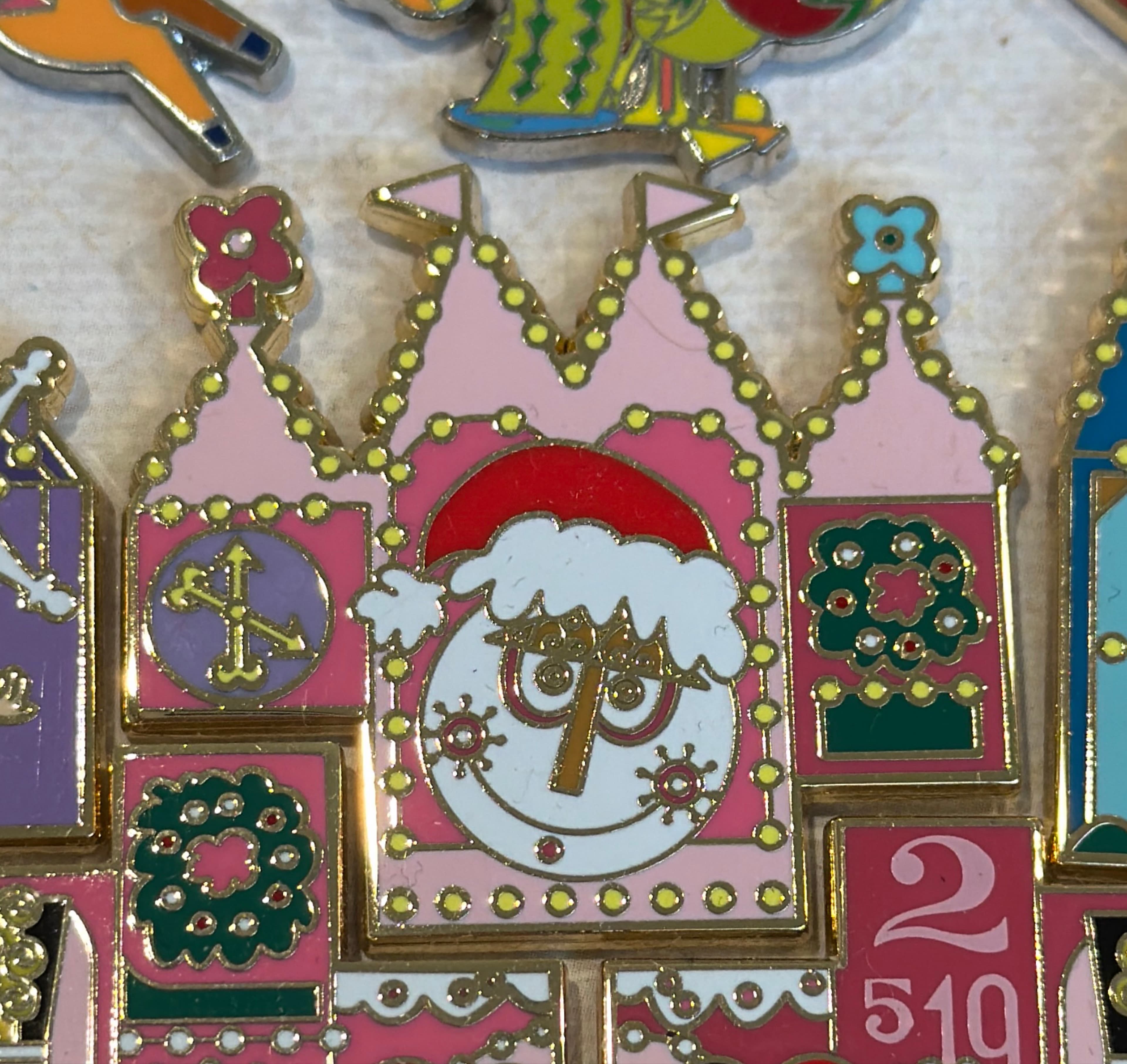 it's a small world Holiday - Jeweled Clock Face with Santa Hat