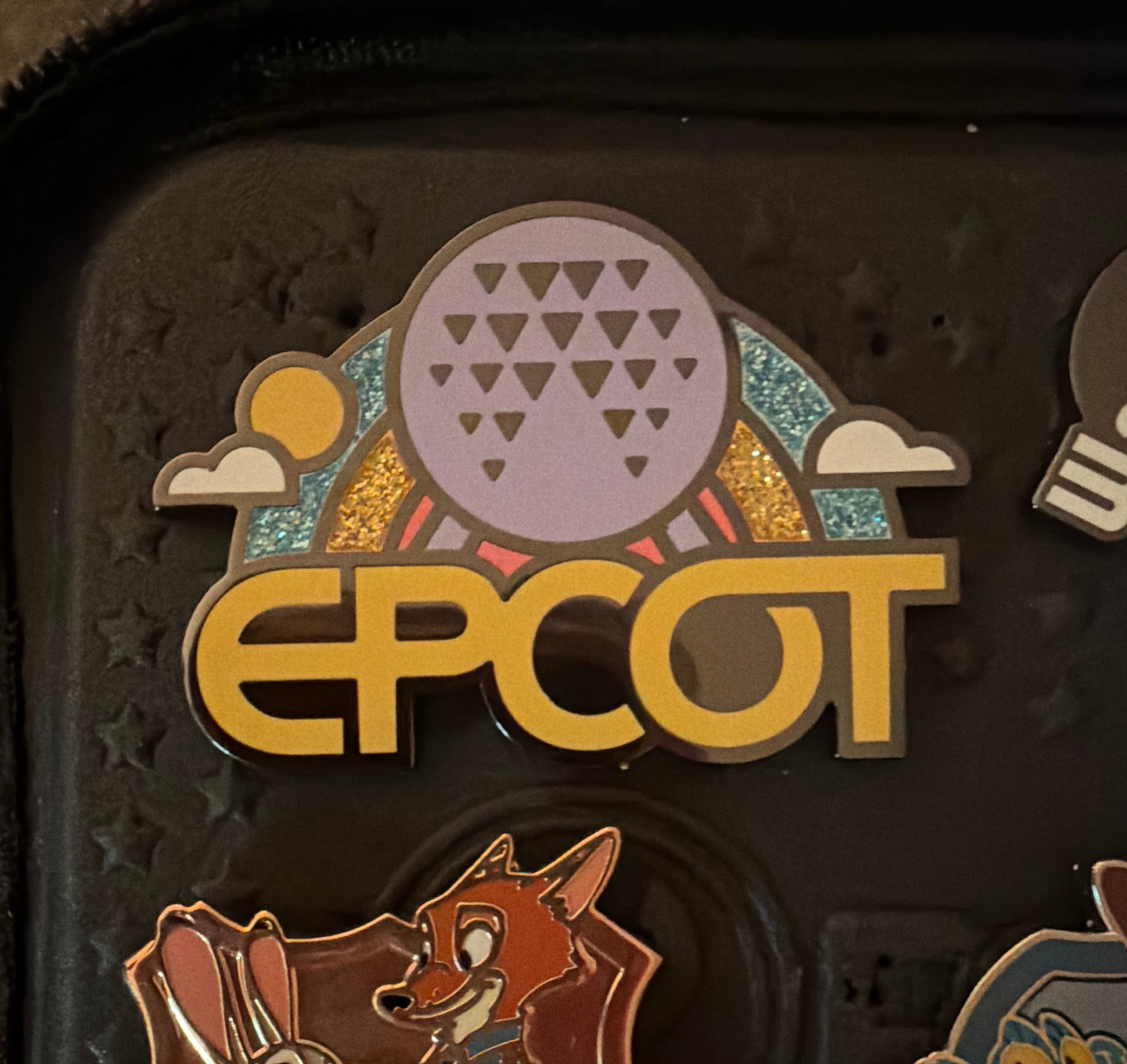 EPCOT Park Logo with Spaceship Earth and Glitter Rainbow