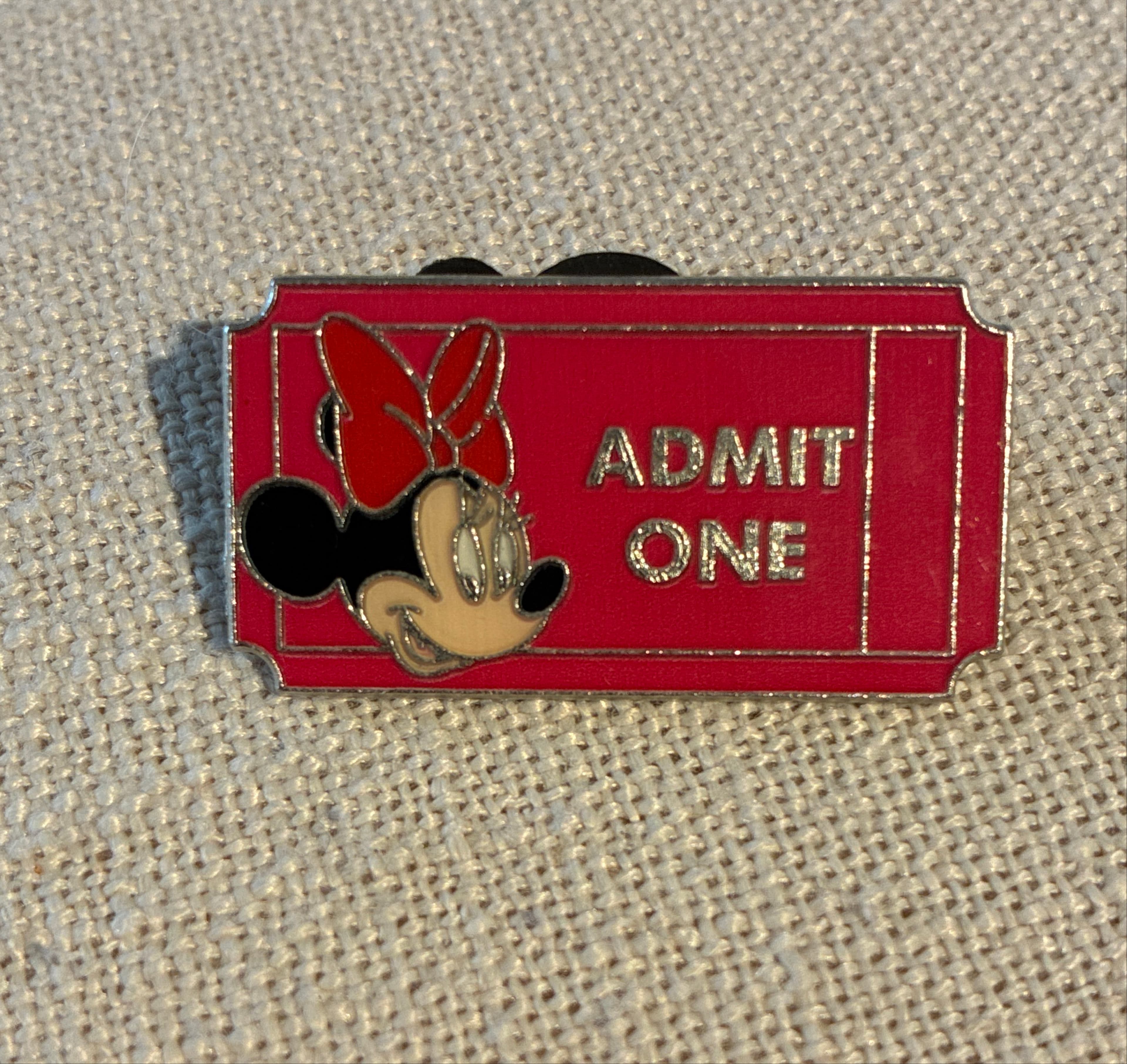Minnie Mouse Admit One Ticket Pin