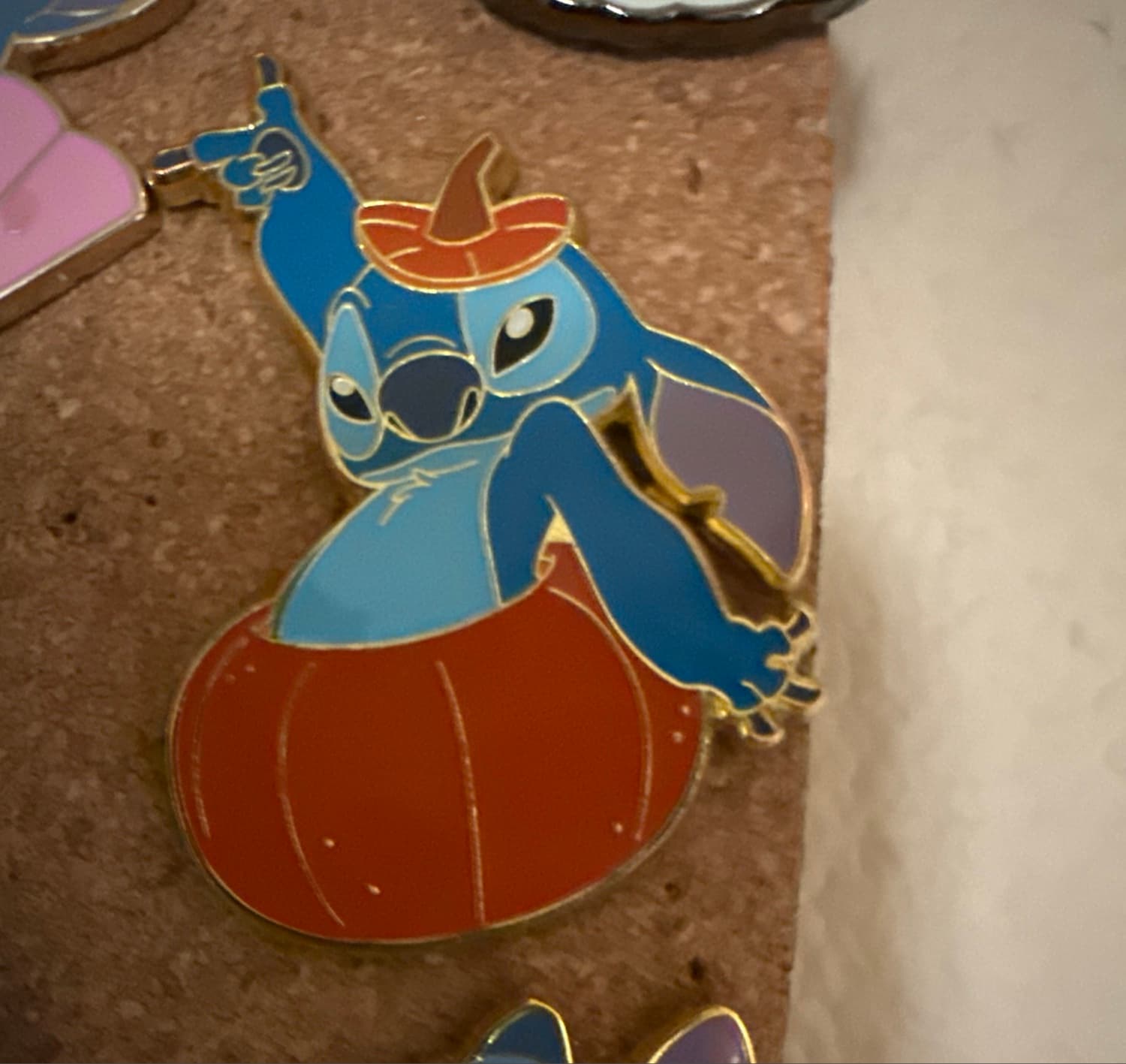 Stitch popping out of pumpkin