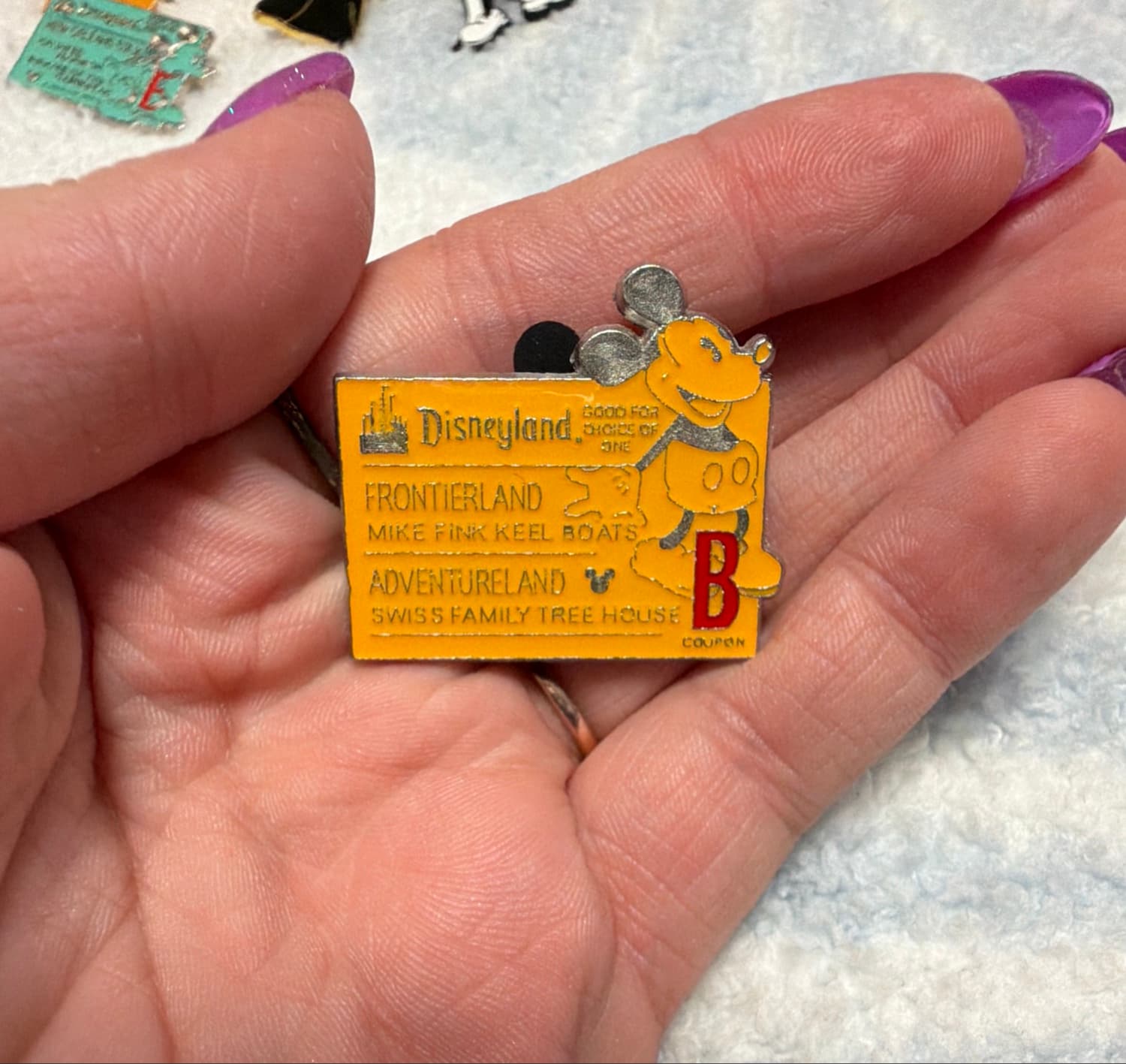 Mickey Mouse 'B' Frontierland / Adventureland Ticket Pin