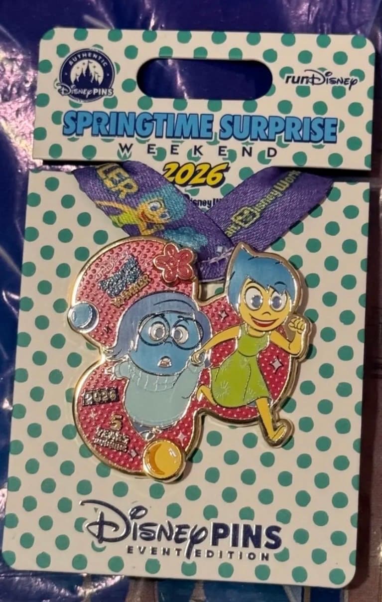 runDisney Springtime Surprise Weekend 2026 10-Miler Joy and Sadness Event Pin