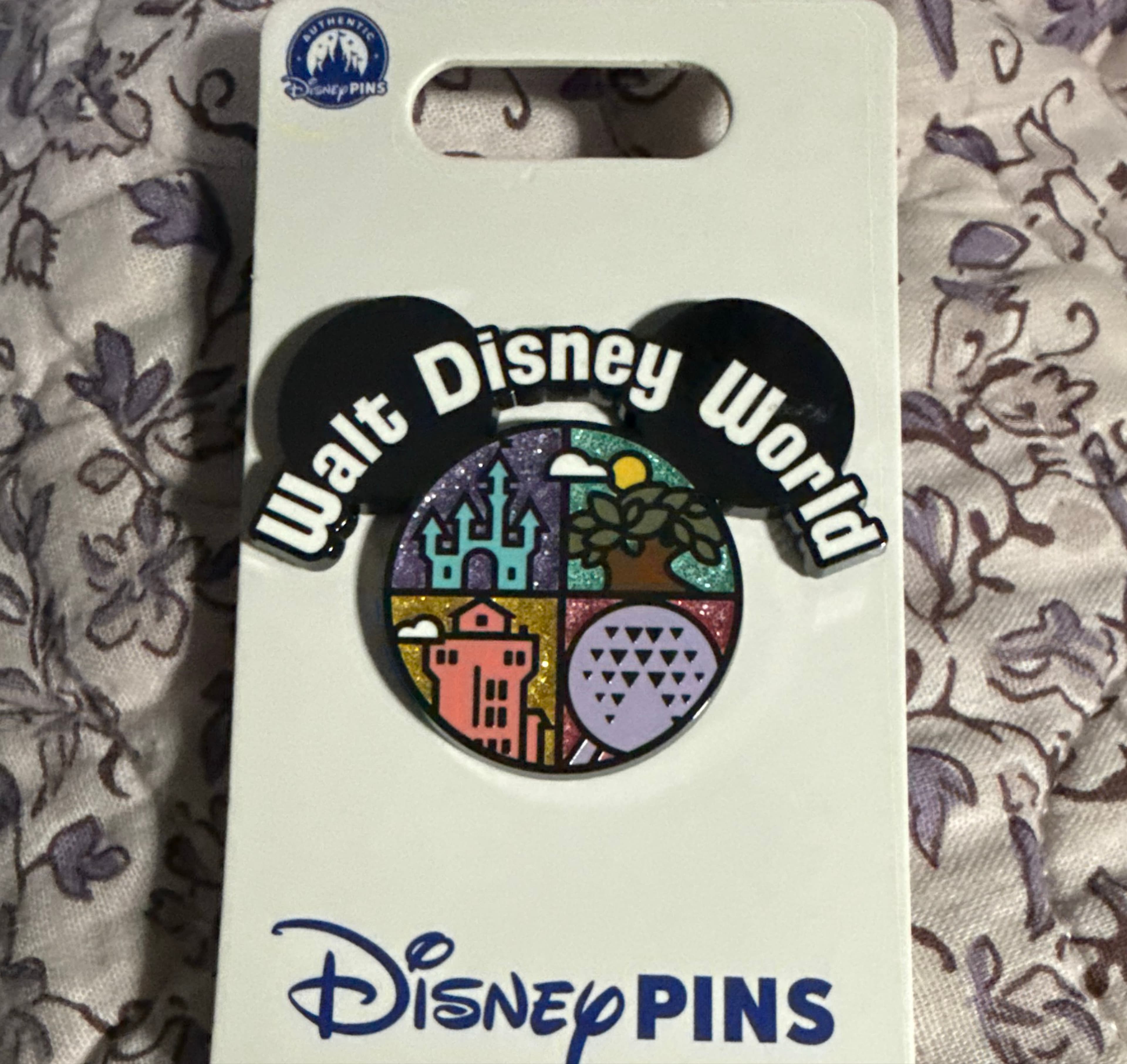 Walt Disney World 4 Park Icons Glitter Mickey Ears Pin