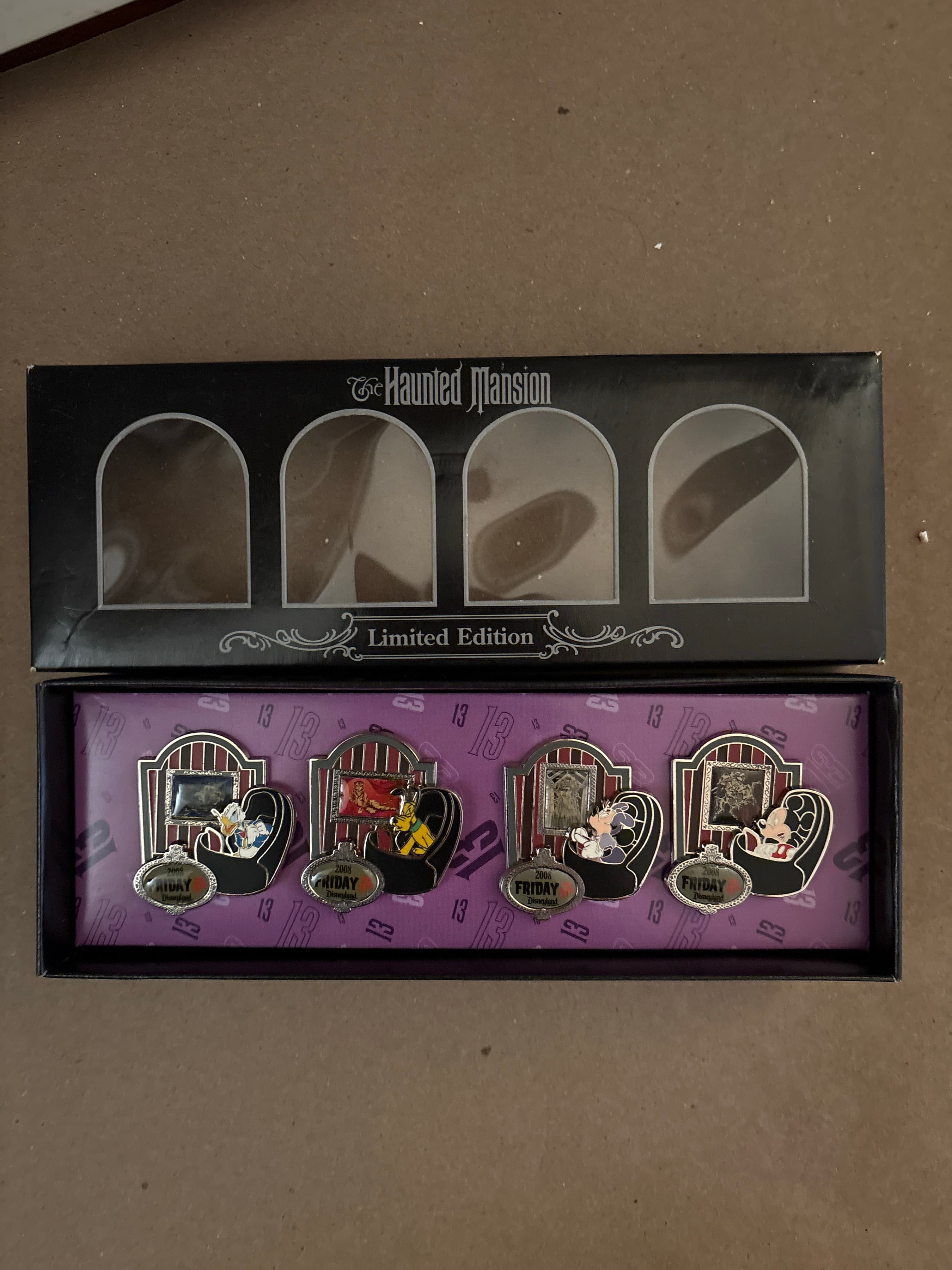 Mickey, Minnie, Donald and Pluto - Haunted Mansion Friday the 13th Doom Buggy Pin Set