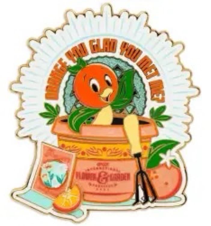 Orange Bird in Flower Pot 'Orange You Glad You Met Me?' Jumbo Pin
