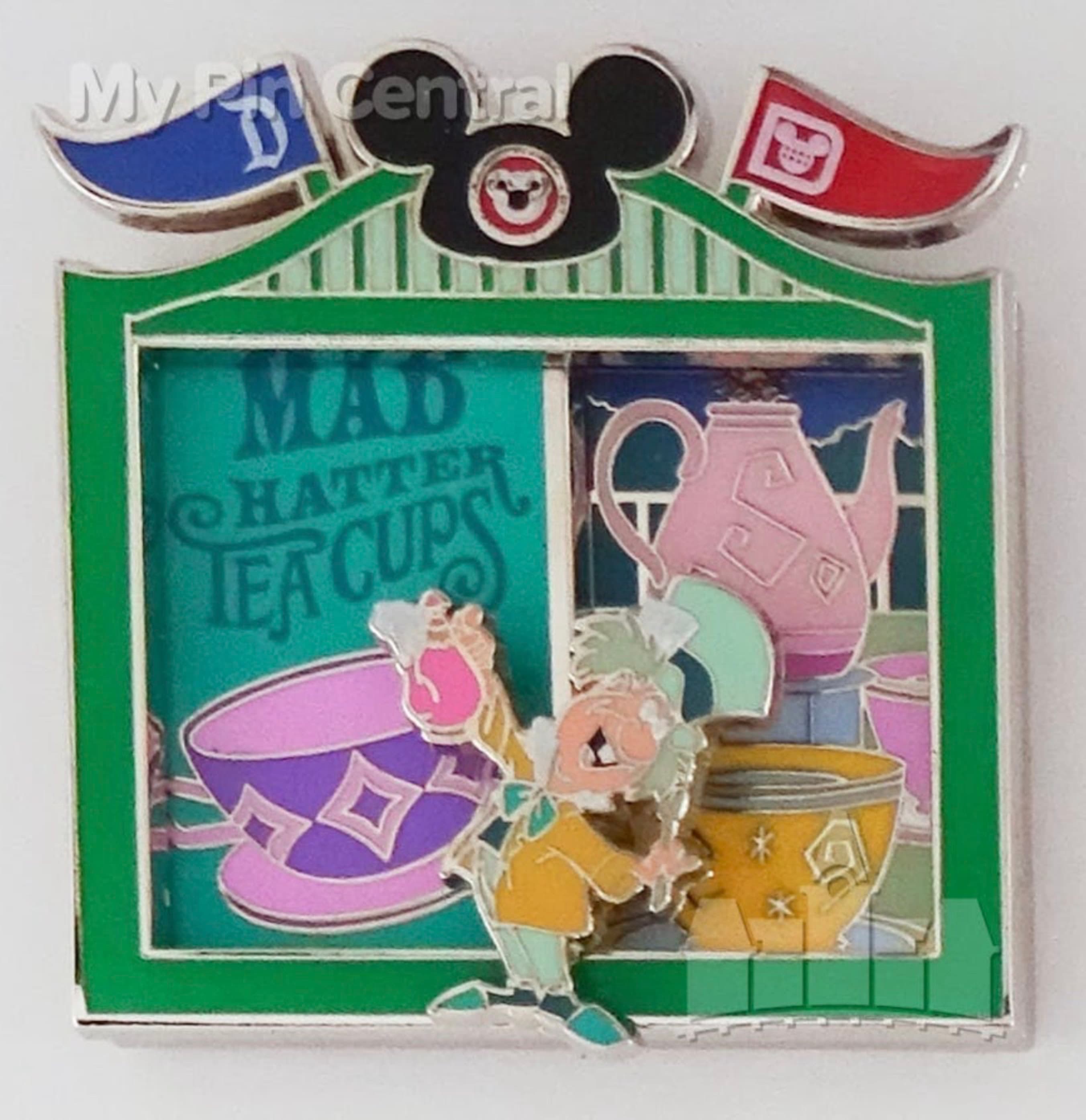 Mad Hatter's Tea Cups Bicoastal Adventures Slider Pin - Disneyland & Walt Disney World