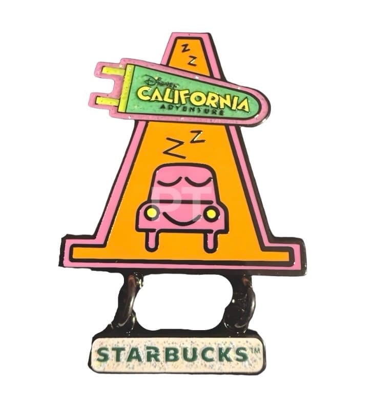 Cars Land Cozy Cone Motel Sleeping Car - Disney California Adventure Starbucks Mystery Pin