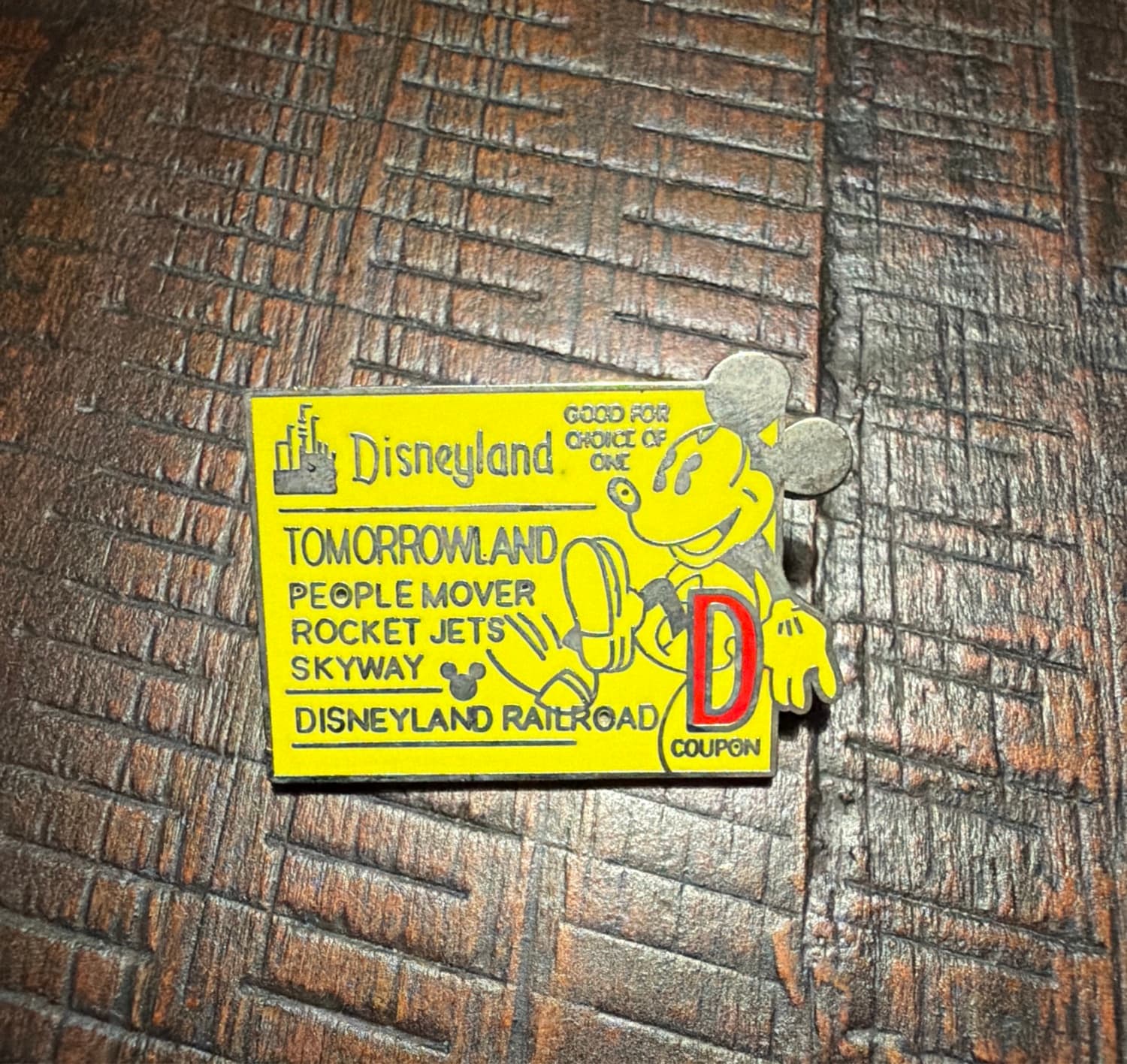 Disneyland Mickey 'D' Coupon Ticket Tomorrowland Pin