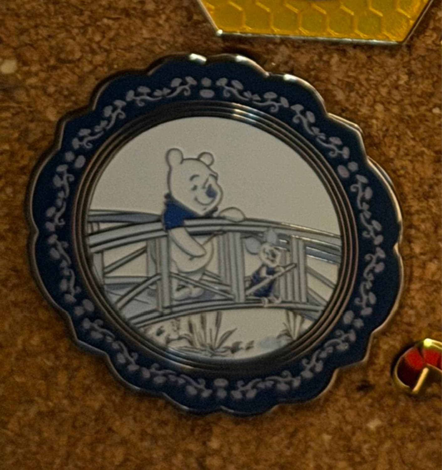 Pooh and Piglet - Winnie the Pooh Tonal Floral - Blue Plates