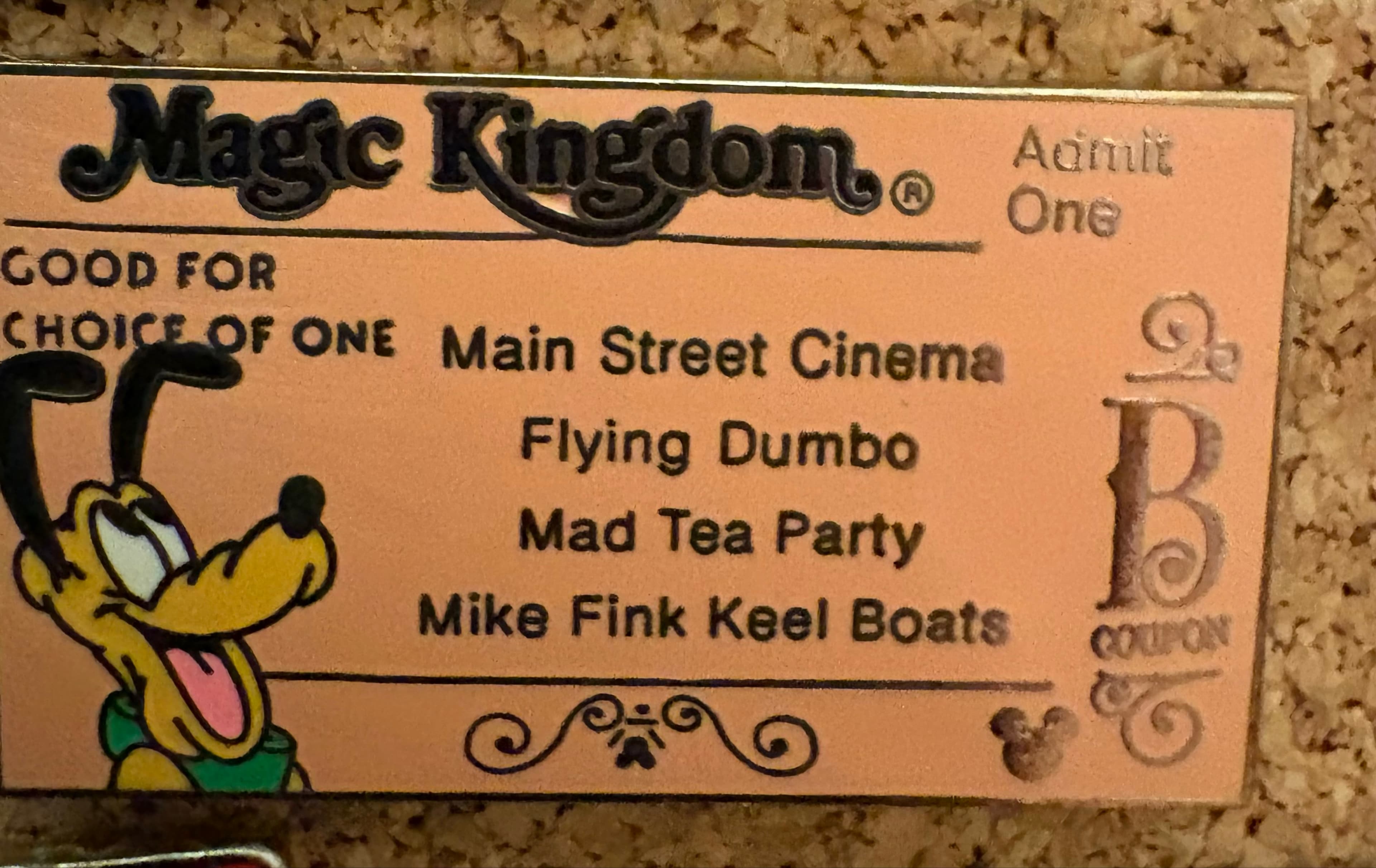 Pluto Magic Kingdom Ticket B Coupon
