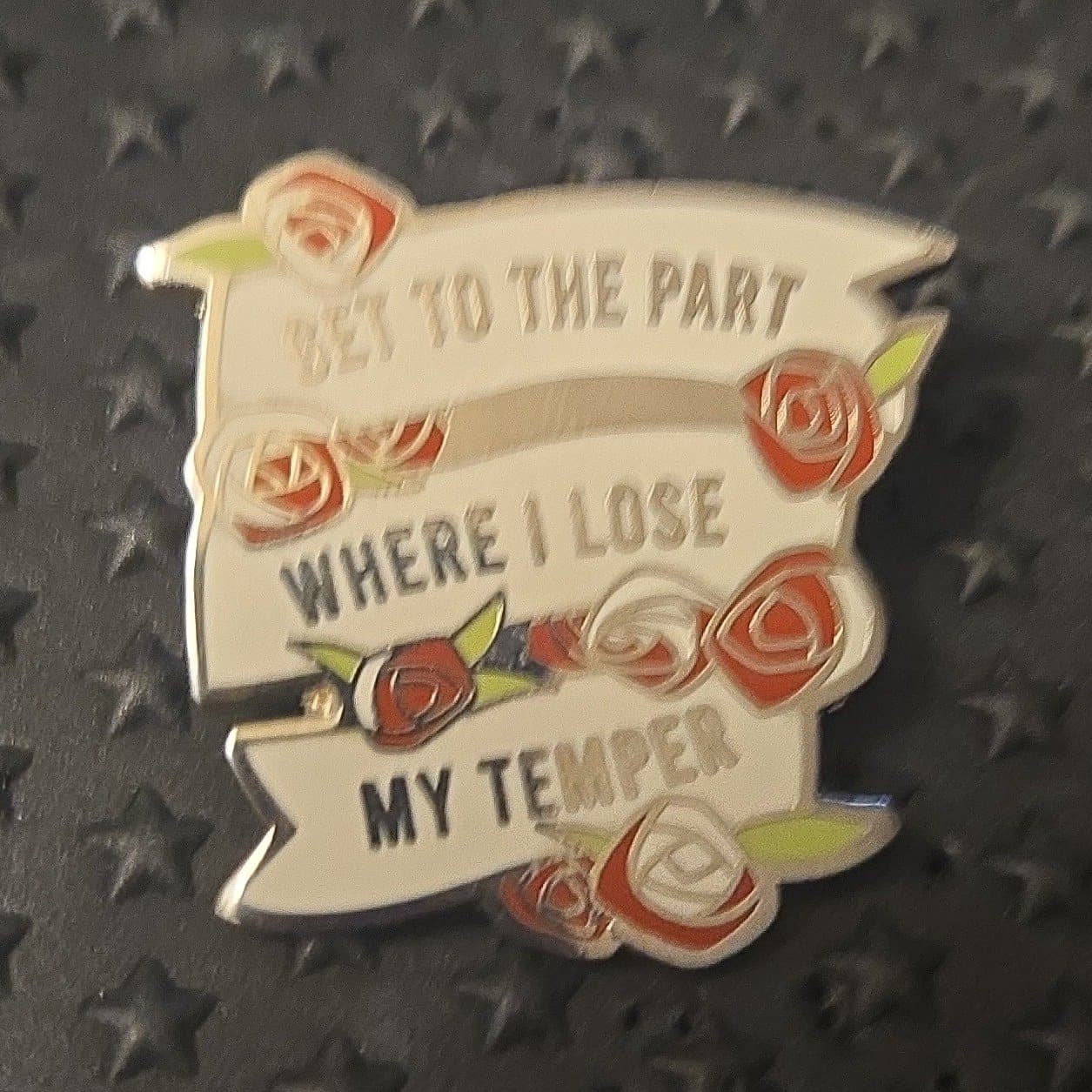 Queen of Hearts Quote Flair Pin - "Get to the Part Where I Lose My Temper" - Alice in Wonderland